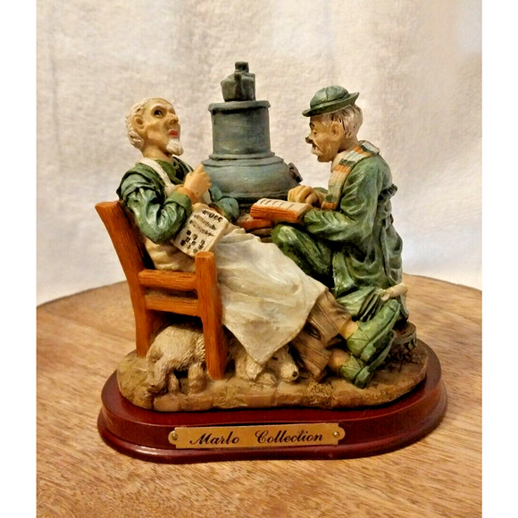 Vintage Marlo Collection~2 Gentlemen Reading Stove with Sleeping Dog - Picture 1 of 9